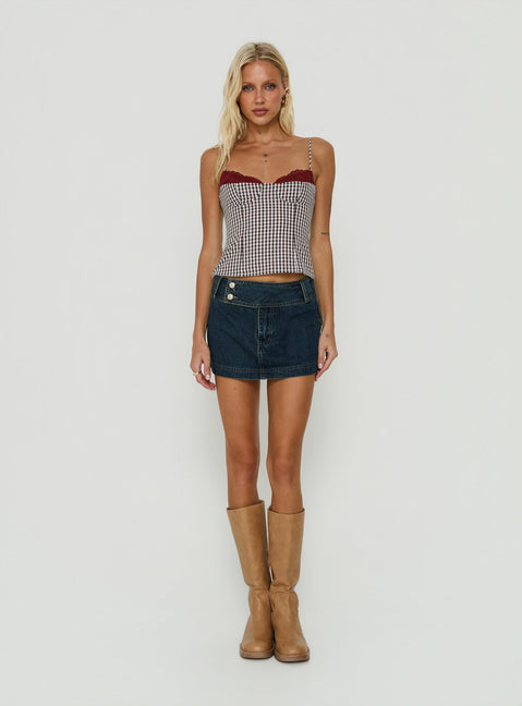 Ladena Mid Rise Double Button Mini Skirt Raw Denim