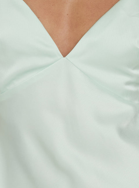Flip A Switch Satin Lace Slip Maxi Dress Mint