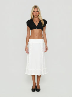 Sannah Ruffle Midi Skirt White