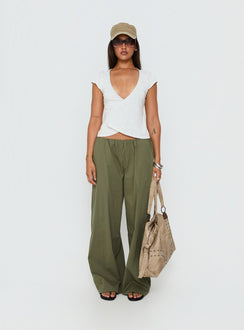 Lunea Concealed Waistband Pants Khaki Petite