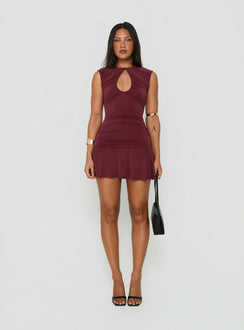 Karmica Keyhole Ruched Mini Dress Plum