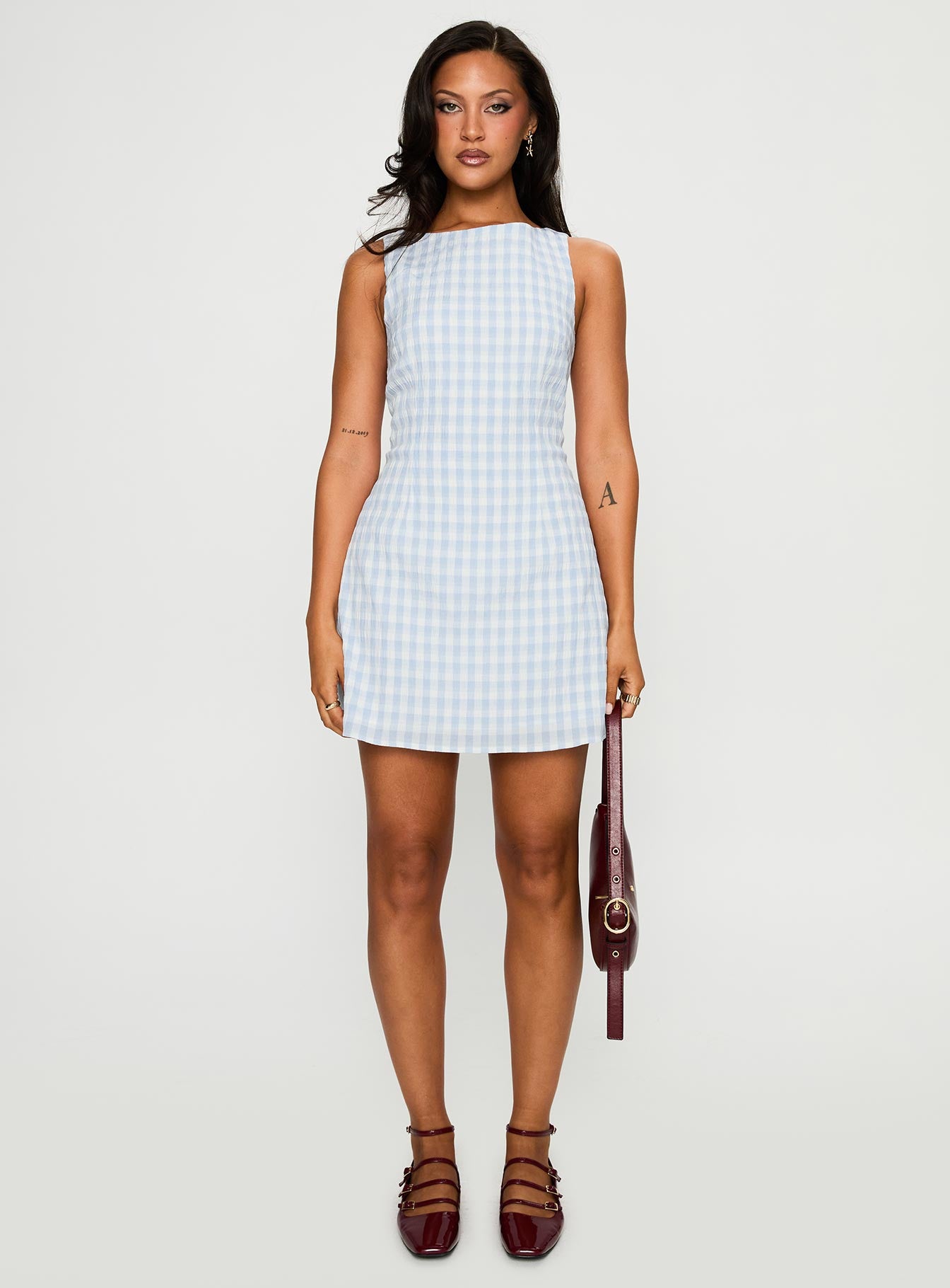 Alfalfa Mini Dress | Blue Check | Womens | Princess Polly Alfalfa Mini Dress | Blue Check | Womens | Princess Polly