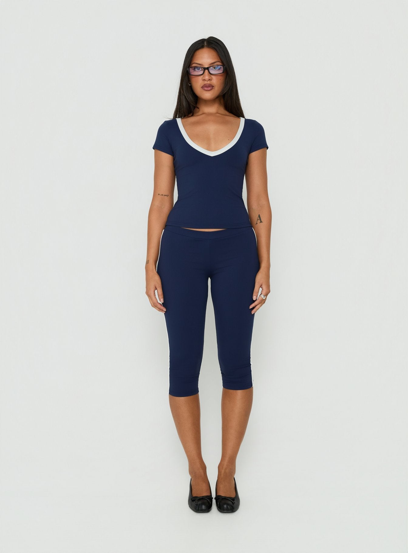 Rowanna Sporty Capri Pants Navy / Cream
