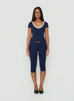 Rowanna Sporty Capri Pants Navy / Cream