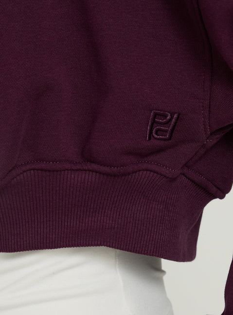 Lanna Fleece Zip Through Cropped Hoodie Plum