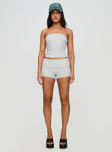 Baseline Low Rise Rib Shorts Grey Marle