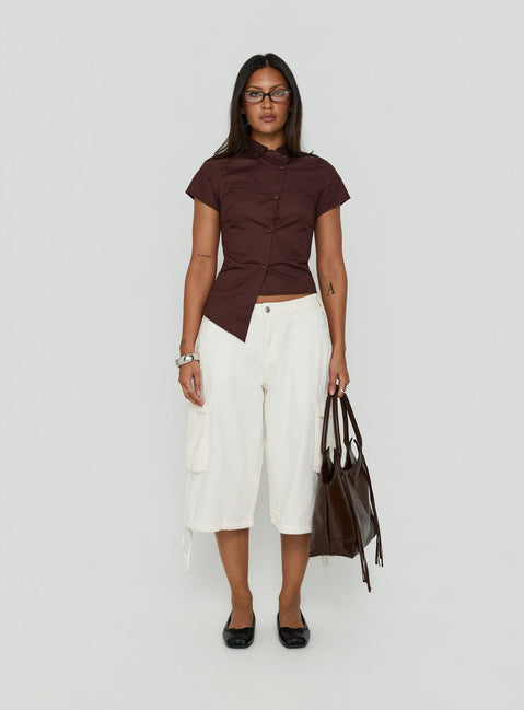 Hudsen Longline Cargo Shorts Cream Tall