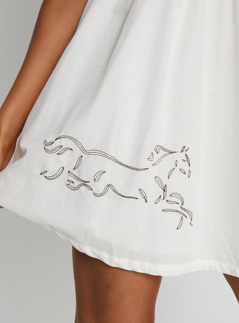 Cloudy Babydoll Contrast Trim Mini Dress White | Princess Polly Cloudy Babydoll Contrast Trim Mini Dress White | Princess Polly