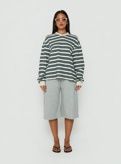 Opollo V Neck Jumper Blue Multi Stripe