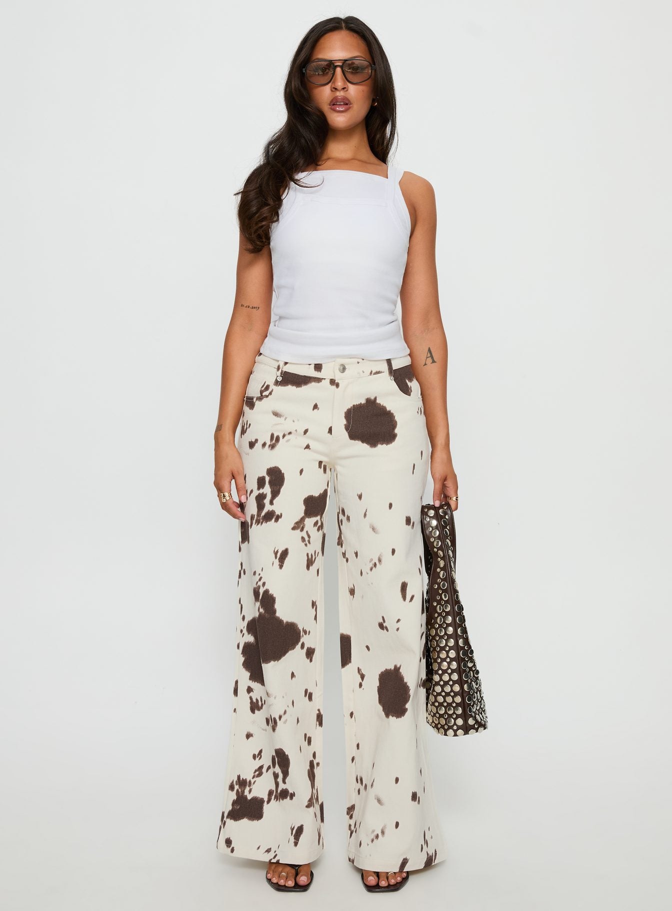 Big Dreamer Low Rise Jeans Cow Print | Princess Polly