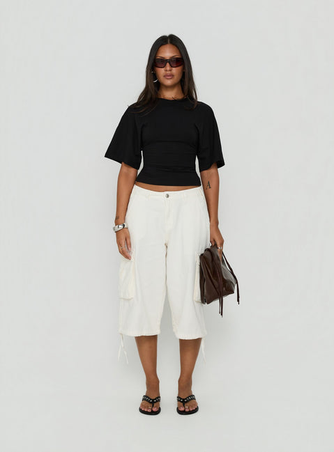 Nakota V Neck Cinched Tee Black
