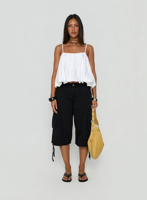 Hudsen Longline Cargo Shorts Washed Black Petite