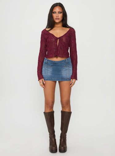 Darbi Denim Mini Skort Mid Blue