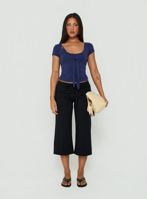 Celinne Layered Micro Bolero Top Navy