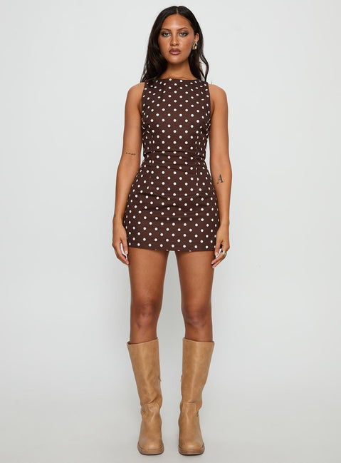 Yumiko Romper Brown Polka
