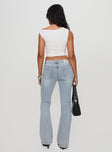 back view of model wearing Princess Polly Bethany Bootleg Low Rise Jeans Light Wash Low Rise Jeans 