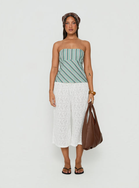Elery Strapless Top Green Stripe