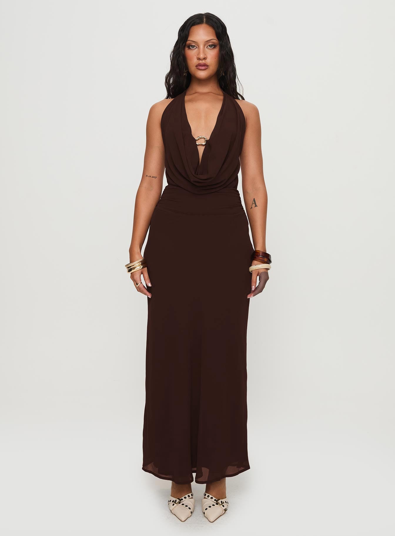 Alejandria Cowl Neck Maxi Dress Chocolate | Princess Polly Alejandria Cowl Neck Maxi Dress Chocolate | Princess Polly