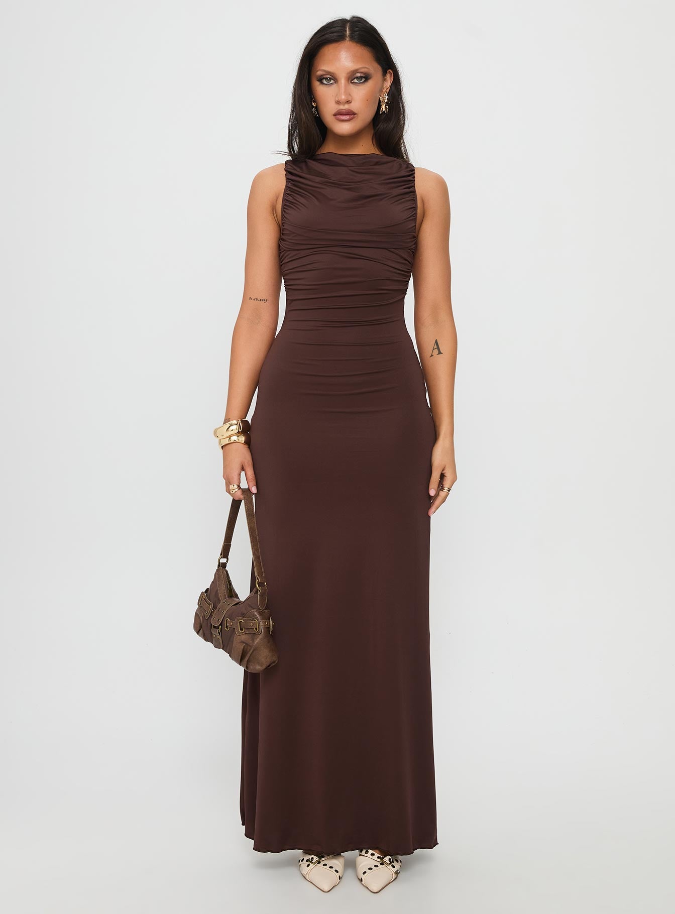 Undeniable Cut Out Maxi Dress Brown | Princess Polly Undeniable Cut Out Maxi Dress Brown | Princess Polly