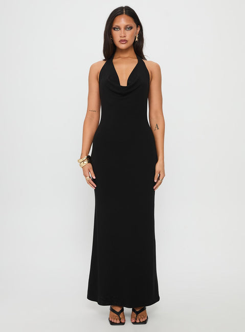 Diamonde Halter Scarf Maxi Dress Black | Princess Polly Diamonde Halter Scarf Maxi Dress Black | Princess Polly