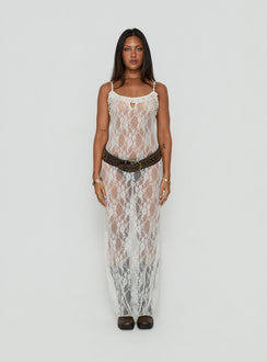 Wall Of Sound Sheer Lace Maxi Dress Antique White
