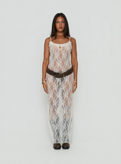 Wall Of Sound Sheer Lace Maxi Dress Antique White