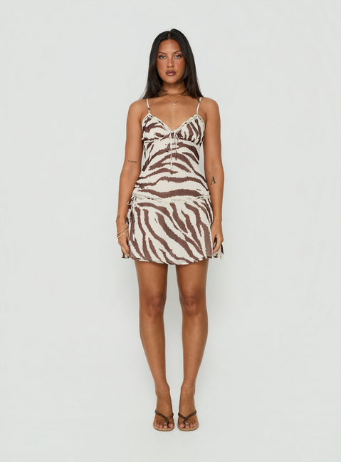 Starsigns Lace V Neck Mini Dress Zebra
