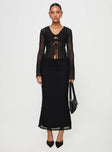   front view of model wearing Princess Polly Colombo Maxi Skirt Black Maxi 