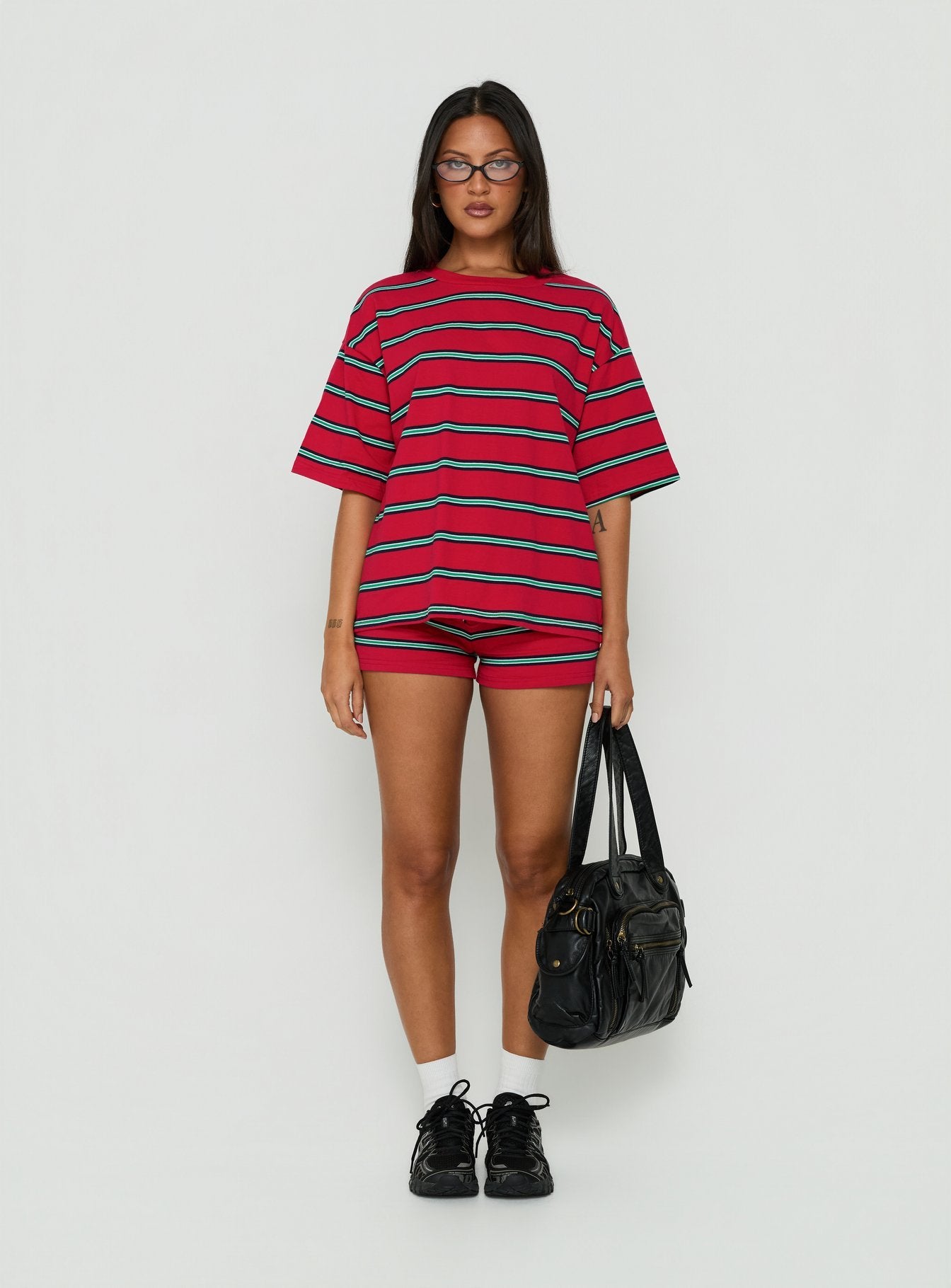 Settle Down Short Sleeve Top Red Stripe