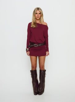 Kaitlinn Ruched Long Sleeve Romper Red