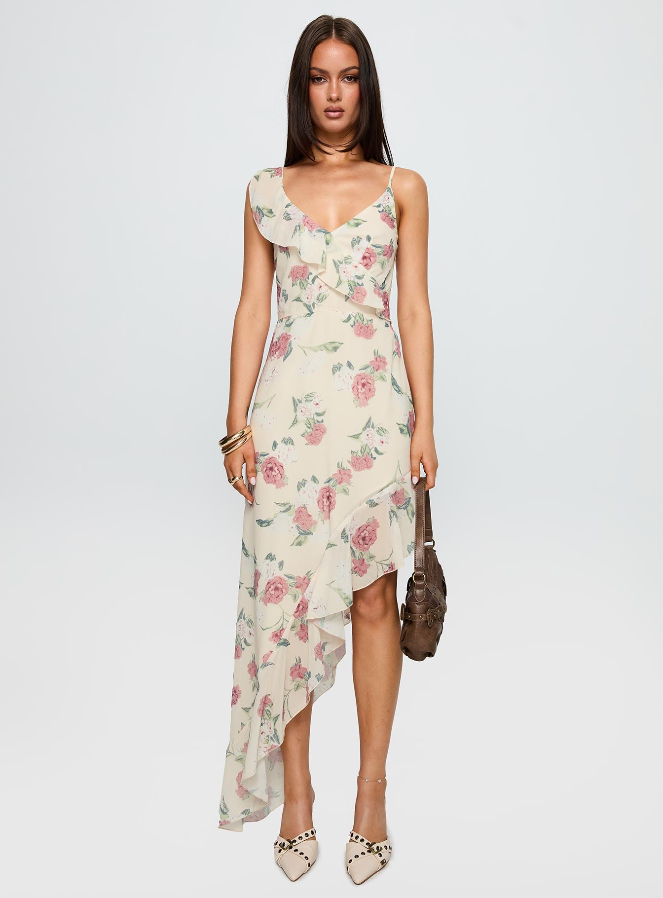 Chrysalis Asymmetrical Midi Dress Multi Floral | Princess Polly Chrysalis Asymmetrical Midi Dress Multi Floral | Princess Polly