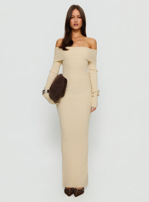 princess polly off the shoulder dress Phylis Off The Shoulder Maxi Dress | Cream | Womens