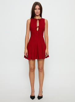 Aeryn Tie Front Mini Dress | Red | Womens | Princess Polly Lower Impact Aeryn Tie Front Mini Dress | Red | Womens | Princess Polly Lower Impact