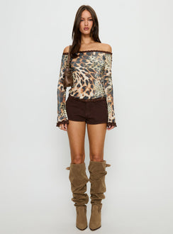 Mochapella Off The Shoulder Top Animal