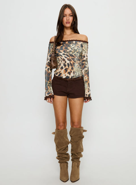 Mochapella Off The Shoulder Top Animal