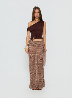   side view of model wearing Princess Polly True Spirit Chiffon Maxi Skirt Multi Maxi Skirts 