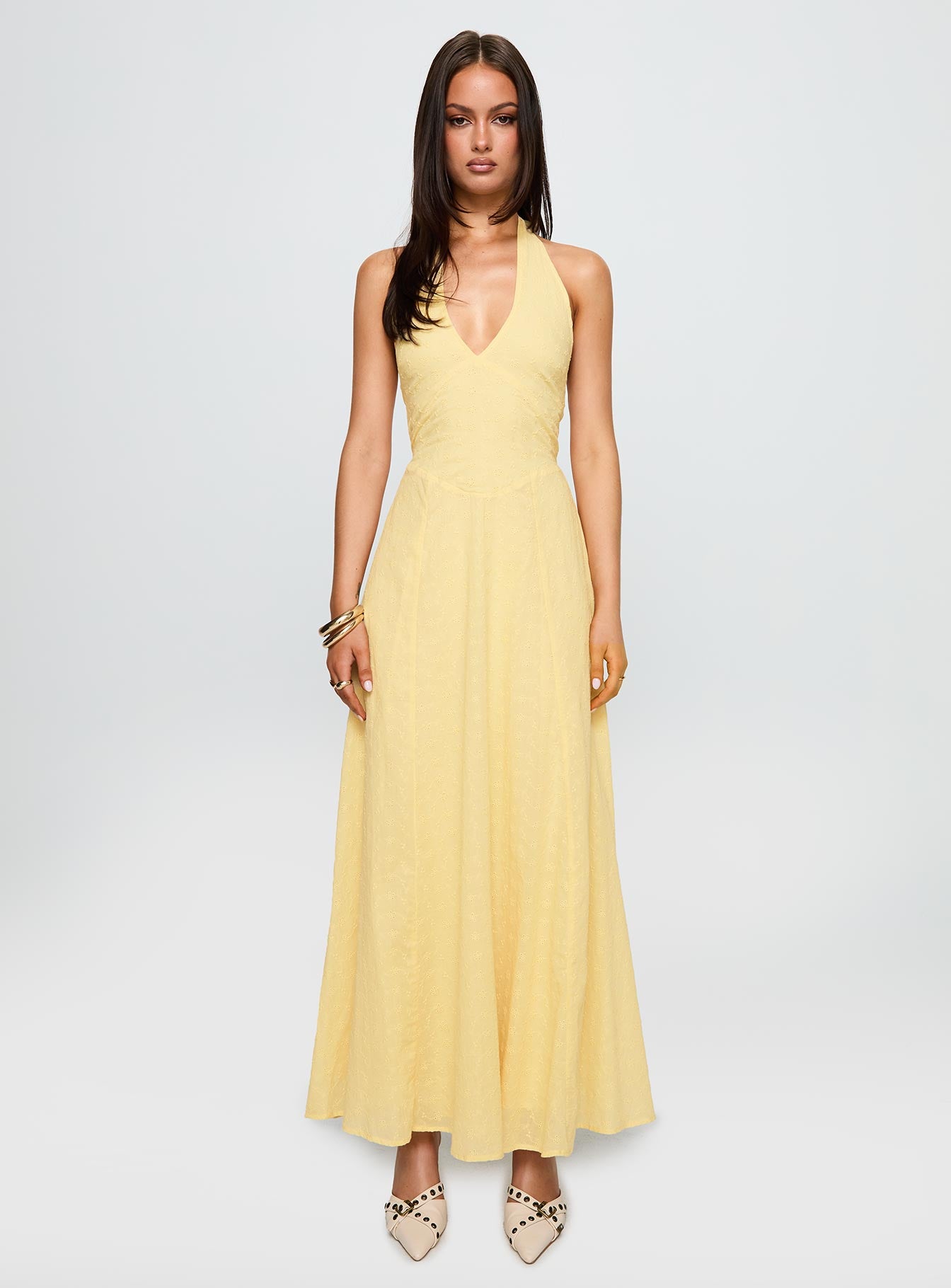 Summer State Halter Maxi Dress Yellow | Princess Polly Summer State Halter Maxi Dress Yellow | Princess Polly
