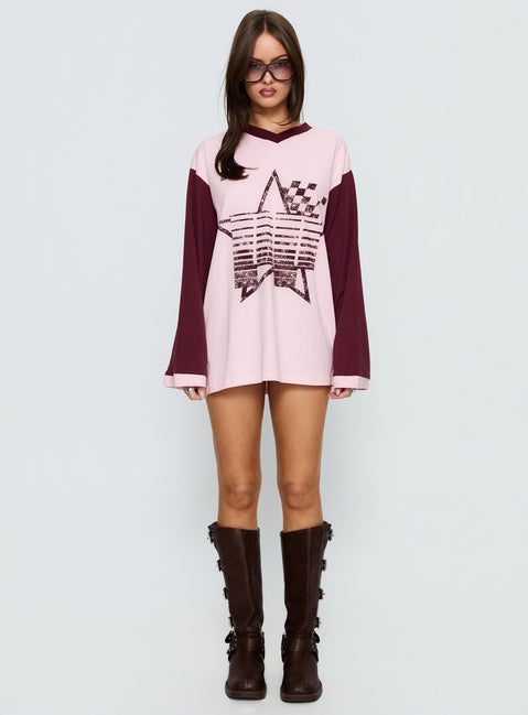 Starletta Long Sleeve Moto Top Pink