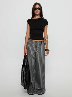 Cedars Low Rise Pant Grey Stripe Petite