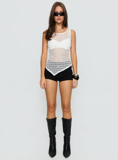 Lavonte Crochet Asymmetrical Top White
