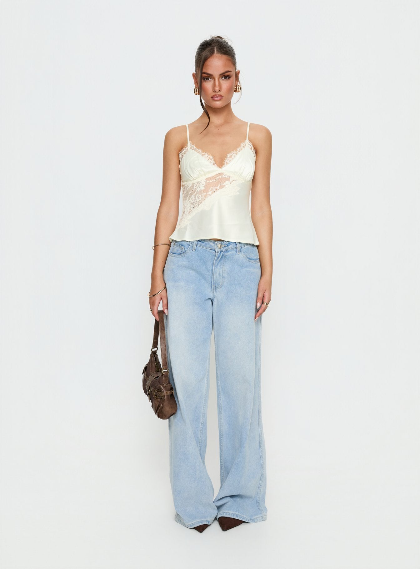 Annamari Lace Satin Cami Top Cream