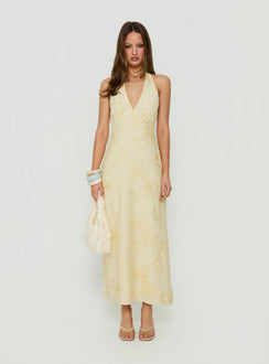 Luisella Halter Midi Dress Yellow Floral