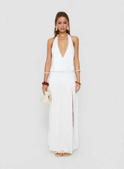 Casanova Halter Wrap Maxi Dress | White | Womens