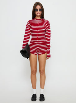 Dollhouse Knit Shorts Crimson Stripe