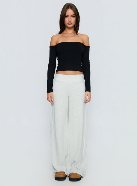 front view of model wearing Princess Polly Ascenda Straight Leg Track Pant Grey Marle Mid Rise Pants 