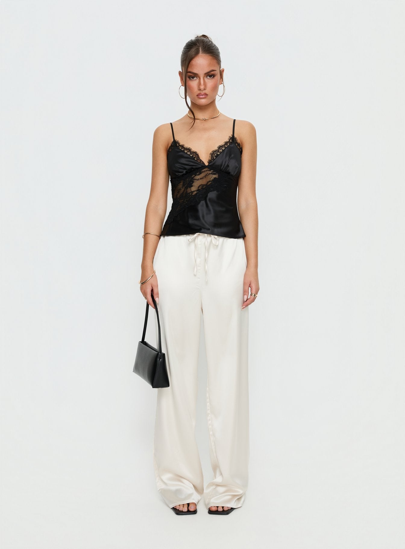 Annamari Lace Satin Cami Top Black | Princess Polly