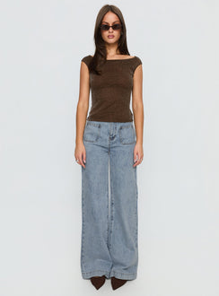 Cheirosa Off Shoulder Top Brown Shimmer