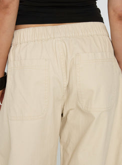 Selective Memory Low Rise Wide Leg Cargo Pants Cream
