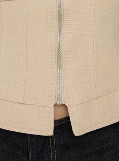 Nindie Faux Fur Contrast Jacket Tan