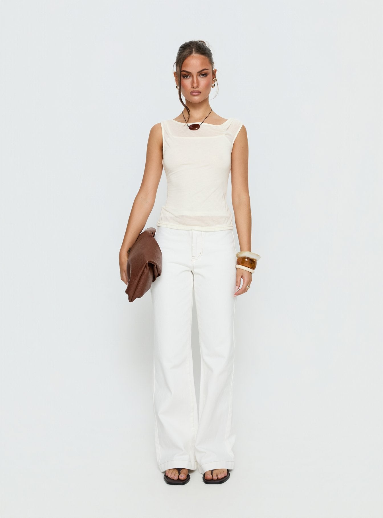 Skaia Layered Sheer Top Cream